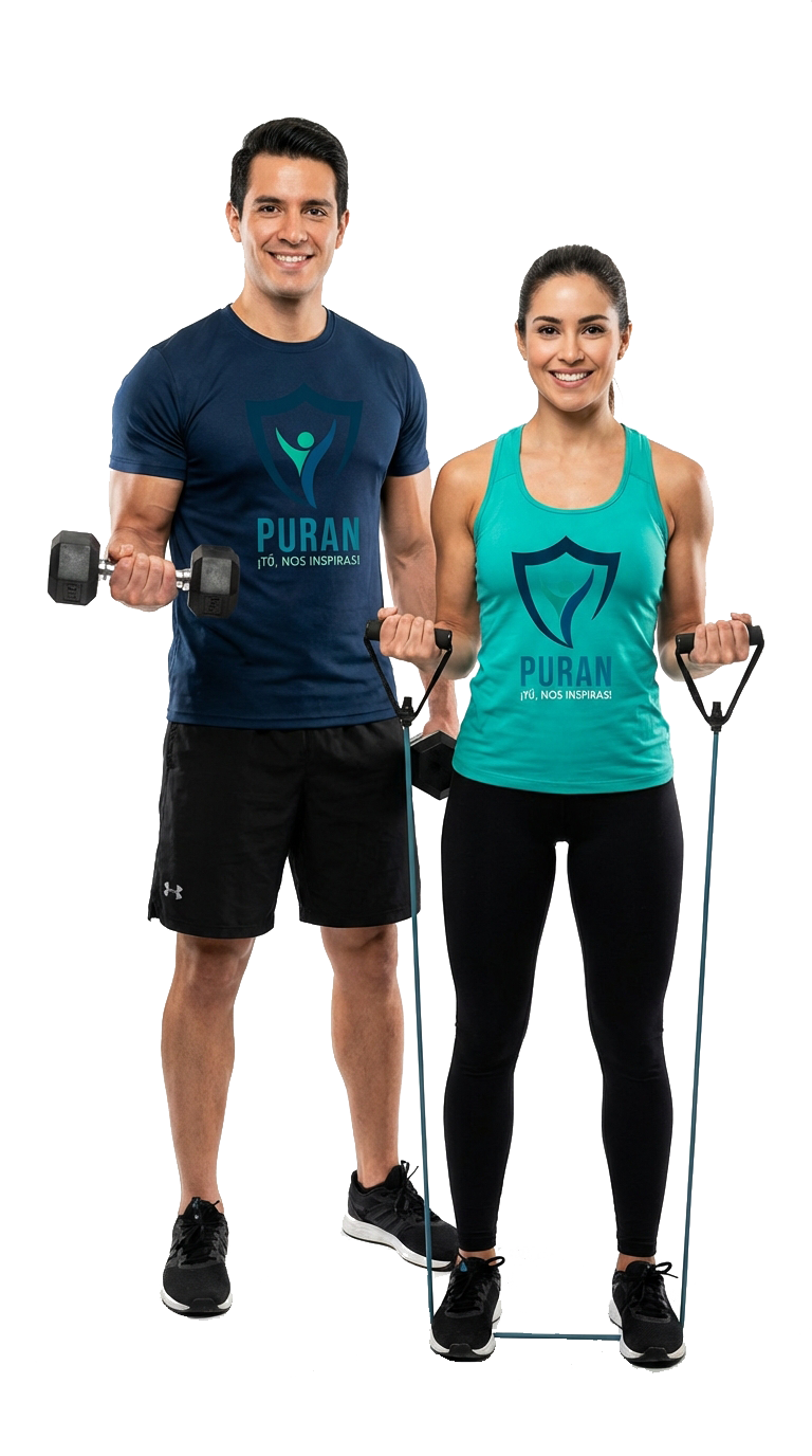 Atletas entrenando intensamente en gimnasio y pilates Puran